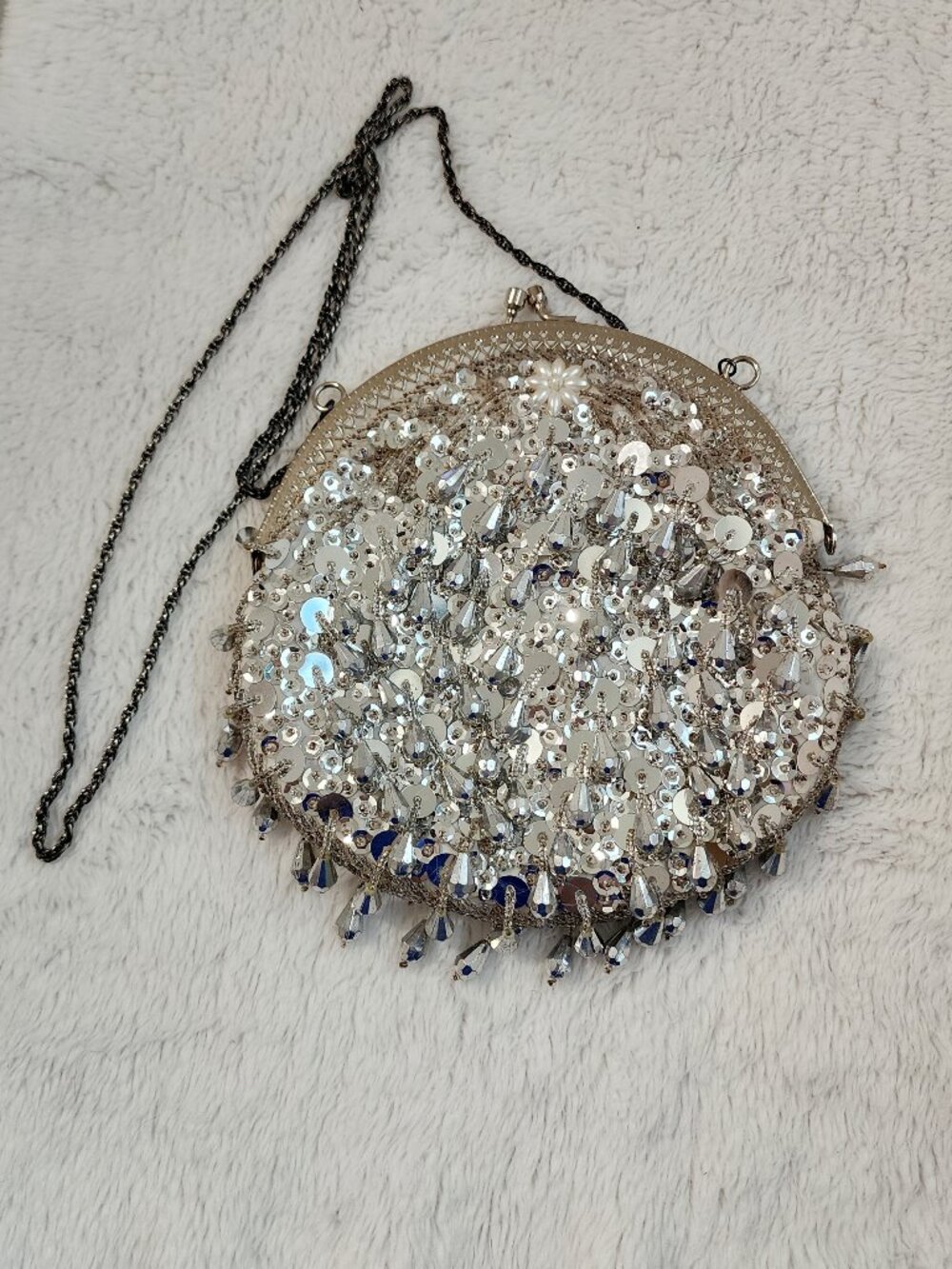 Vintage, Evening Glitter Clasp Shoulder Chain Purse - Picture 2 of 6